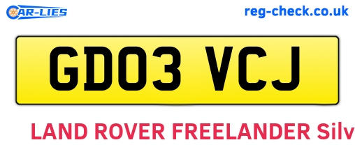 GD03VCJ are the vehicle registration plates.
