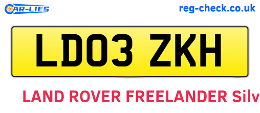 LD03ZKH are the vehicle registration plates.