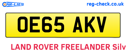 OE65AKV are the vehicle registration plates.