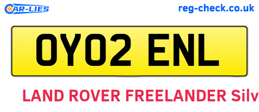 OY02ENL are the vehicle registration plates.