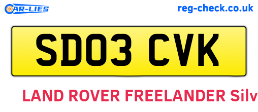 SD03CVK are the vehicle registration plates.