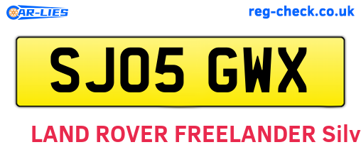 SJ05GWX are the vehicle registration plates.