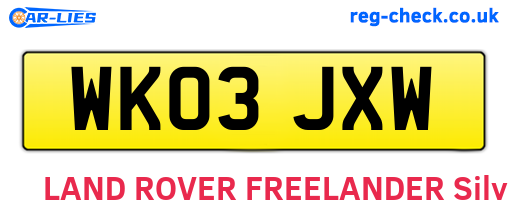 WK03JXW are the vehicle registration plates.