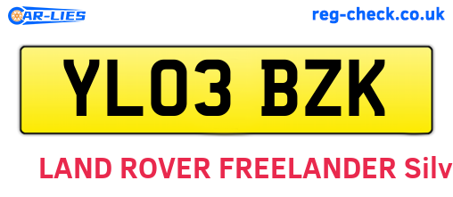 YL03BZK are the vehicle registration plates.
