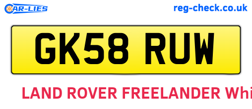 GK58RUW are the vehicle registration plates.