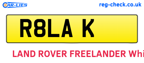 R8LAK are the vehicle registration plates.