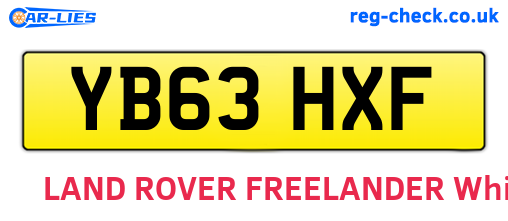 YB63HXF are the vehicle registration plates.