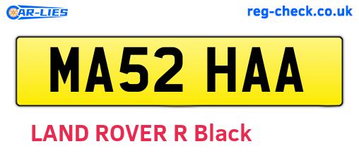 MA52HAA are the vehicle registration plates.