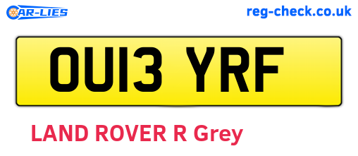 OU13YRF are the vehicle registration plates.