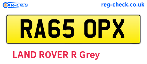 RA65OPX are the vehicle registration plates.