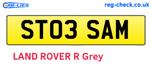 ST03SAM are the vehicle registration plates.