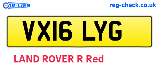VX16LYG are the vehicle registration plates.