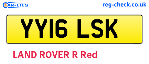 YY16LSK are the vehicle registration plates.