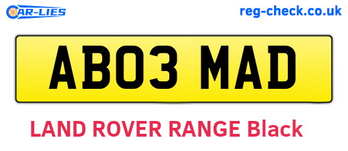 AB03MAD are the vehicle registration plates.