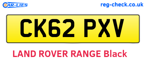 CK62PXV are the vehicle registration plates.