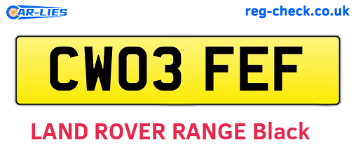 CW03FEF are the vehicle registration plates.