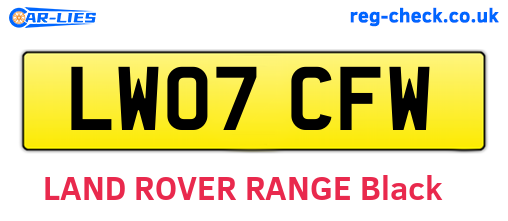 LW07CFW are the vehicle registration plates.