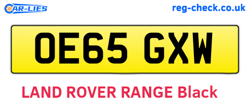 OE65GXW are the vehicle registration plates.