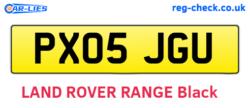 PX05JGU are the vehicle registration plates.