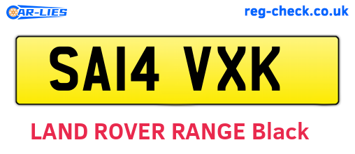 SA14VXK are the vehicle registration plates.