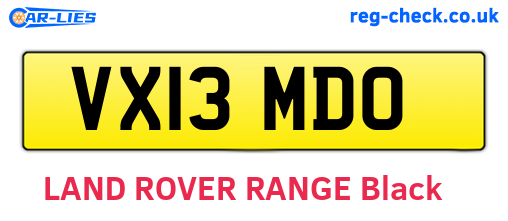 VX13MDO are the vehicle registration plates.