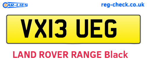 VX13UEG are the vehicle registration plates.