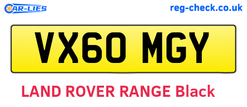 VX60MGY are the vehicle registration plates.