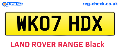 WK07HDX are the vehicle registration plates.