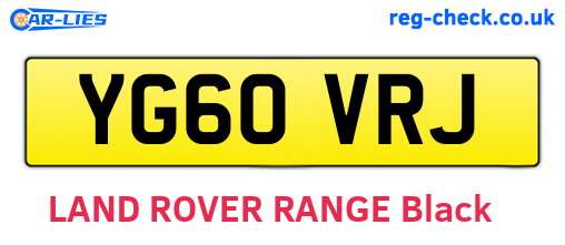 YG60VRJ are the vehicle registration plates.