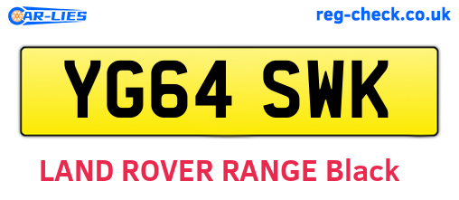 YG64SWK are the vehicle registration plates.