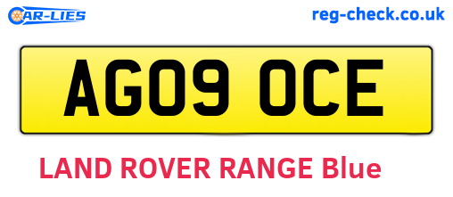 AG09OCE are the vehicle registration plates.