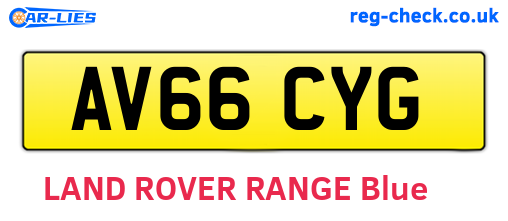 AV66CYG are the vehicle registration plates.
