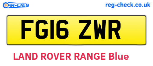 FG16ZWR are the vehicle registration plates.
