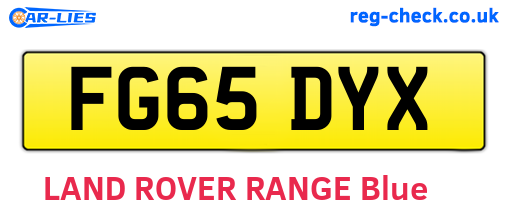 FG65DYX are the vehicle registration plates.
