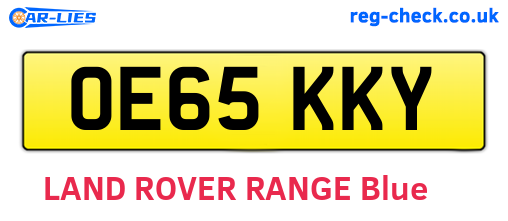 OE65KKY are the vehicle registration plates.