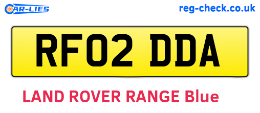 RF02DDA are the vehicle registration plates.
