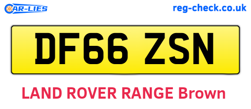 DF66ZSN are the vehicle registration plates.