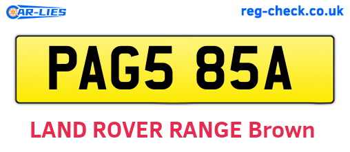 PAG585A are the vehicle registration plates.