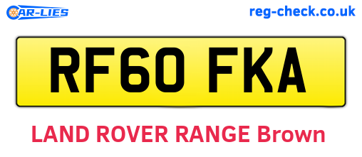 RF60FKA are the vehicle registration plates.