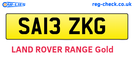 SA13ZKG are the vehicle registration plates.