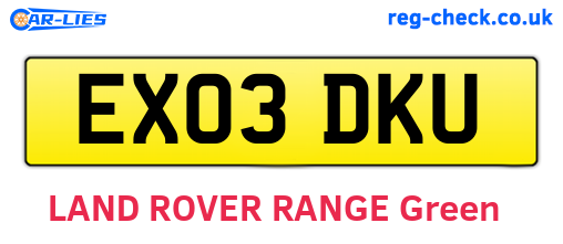 EX03DKU are the vehicle registration plates.