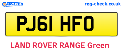 PJ61HFO are the vehicle registration plates.
