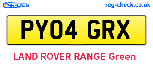 PY04GRX are the vehicle registration plates.