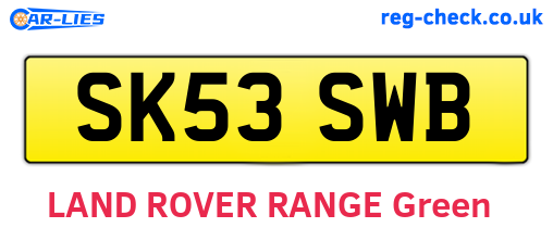 SK53SWB are the vehicle registration plates.