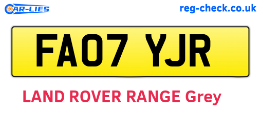 FA07YJR are the vehicle registration plates.