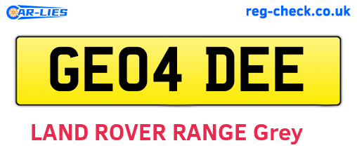 GE04DEE are the vehicle registration plates.