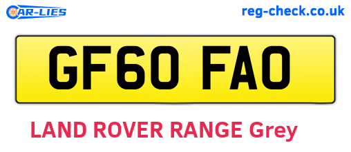 GF60FAO are the vehicle registration plates.