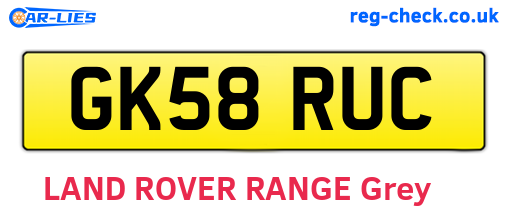 GK58RUC are the vehicle registration plates.
