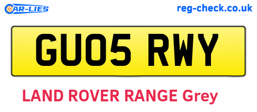 GU05RWY are the vehicle registration plates.