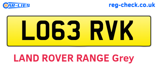 LO63RVK are the vehicle registration plates.